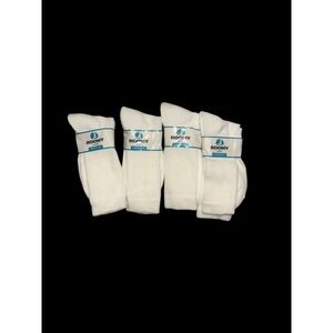 New Roomy Mens White Crew Diabetic Socks size 10-13 Terry Cloth Stretch Top